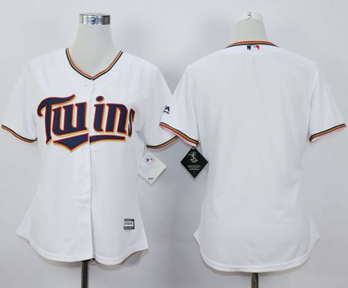Twins Blank White Home Women's Stitched MLB Jersey - Click Image to Close
